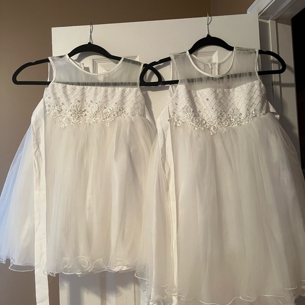 Flower girl, baptism, wedding, Girls formal white/cream dress.